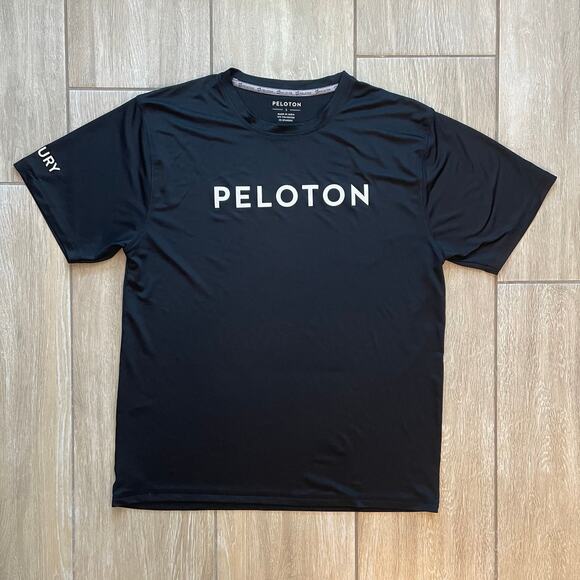 Peloton Black Performance Tee Shirt Men's Large L+ Crew Neck Logo Activewear Gym - Picture 1 of 8